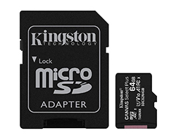 SDCS2/64GB - Kingston MicroSDXC Plus C10 64Gb Clase 10 UHS-I U1 V10 Lectura 100 Mb/s Escritura 85 Mb/s + Adaptador (SDCS2/64GB)