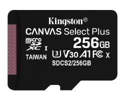 SDCS2/256GB - Kingston Micro SD HC Canvas Plus Clase 10 UHS-I U3 V30 256Gb Lectura 100 Mb/s Escritura 85 Mb/s + Adaptador (SDCS2/256GB)