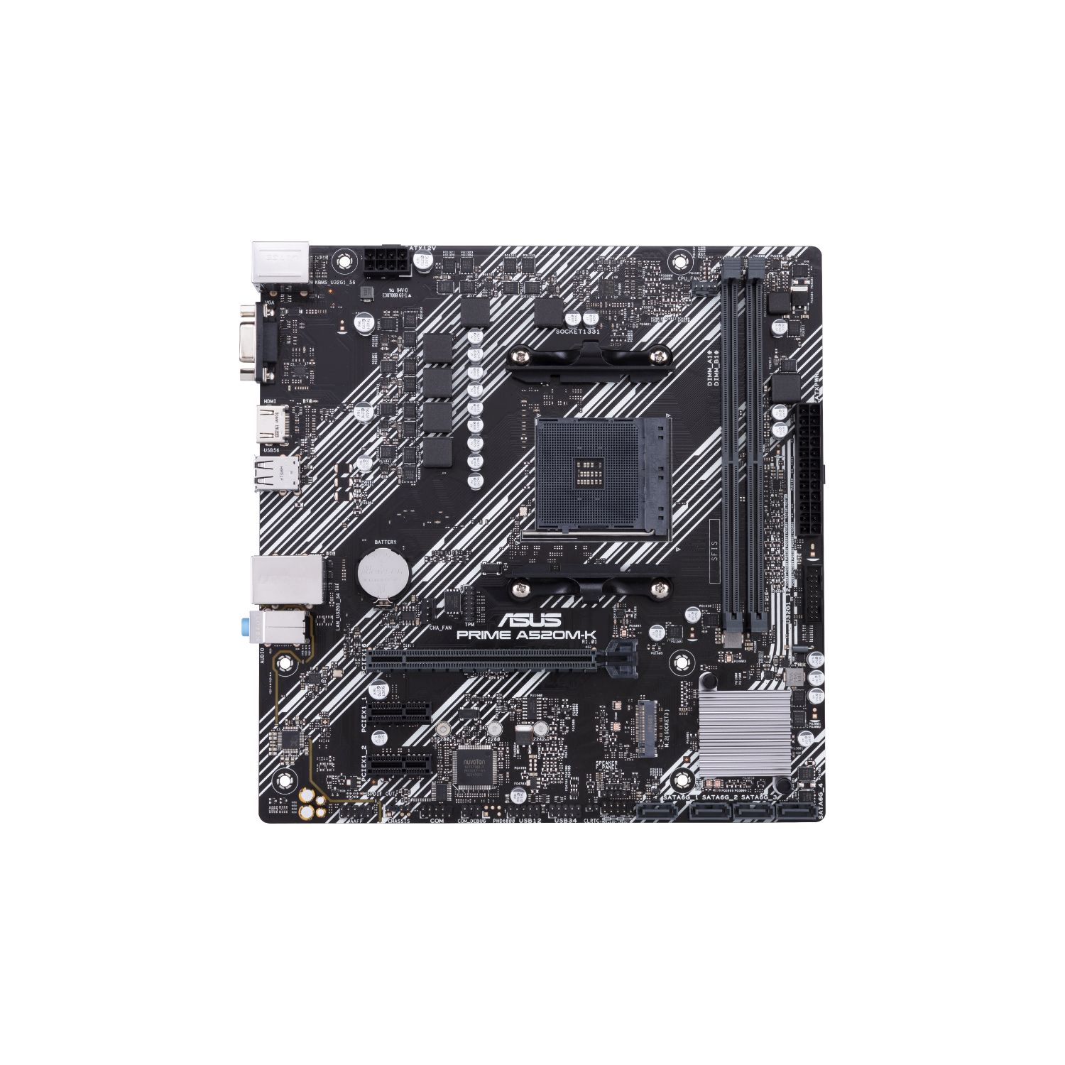90MB1500-M0EAY0 - ASUS PRIME A520M-K:(AM4) 2DDR4 SATA3 M.2 PCIe USB 2.0 USB-A 3.0 HDMI VGA RJ45 PS/2 7.1 mATX Gigabit Ethernet