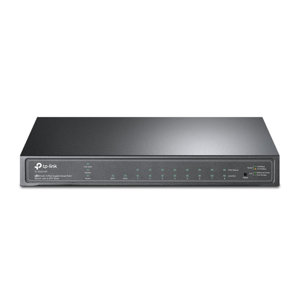 SG2210P - Switch TP-Link 8xRJ45 GbE 2xSFP Gestionado PoE+ 58W Negro (TL-SG2210P)