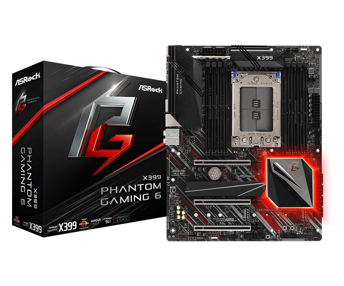 90-MXB9B0-A0UAYZ - Placa base ASROCK X399 PHANTOM GAMING 6: (TR4) 8DDR4 SATA3 PCIe Ultra M.2 USB-A 3.0/3.1 USB-C 3.1 PS/2 RJ45 ATX 7.1 Gigabit Ethernet 2.5