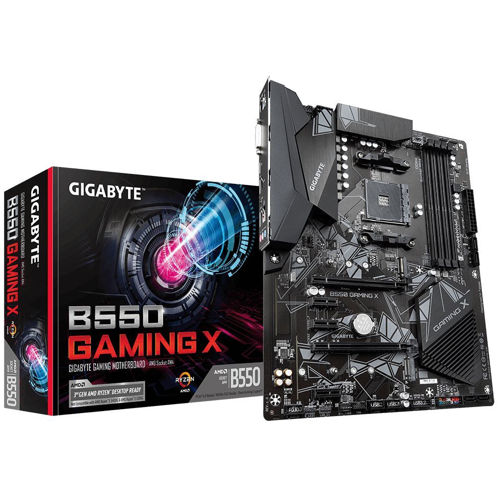 GAB55GMX2-00-G - Placa base GIGABYTE B550 GAMING X V2: (AM4) 4DDR4 SATA3 PCIe M.2 USB 2.0 USB-A 3.0/3.1 DVI-D HDMI PS/2 RJ45 ATX 7.1 Gigabit Ethernet