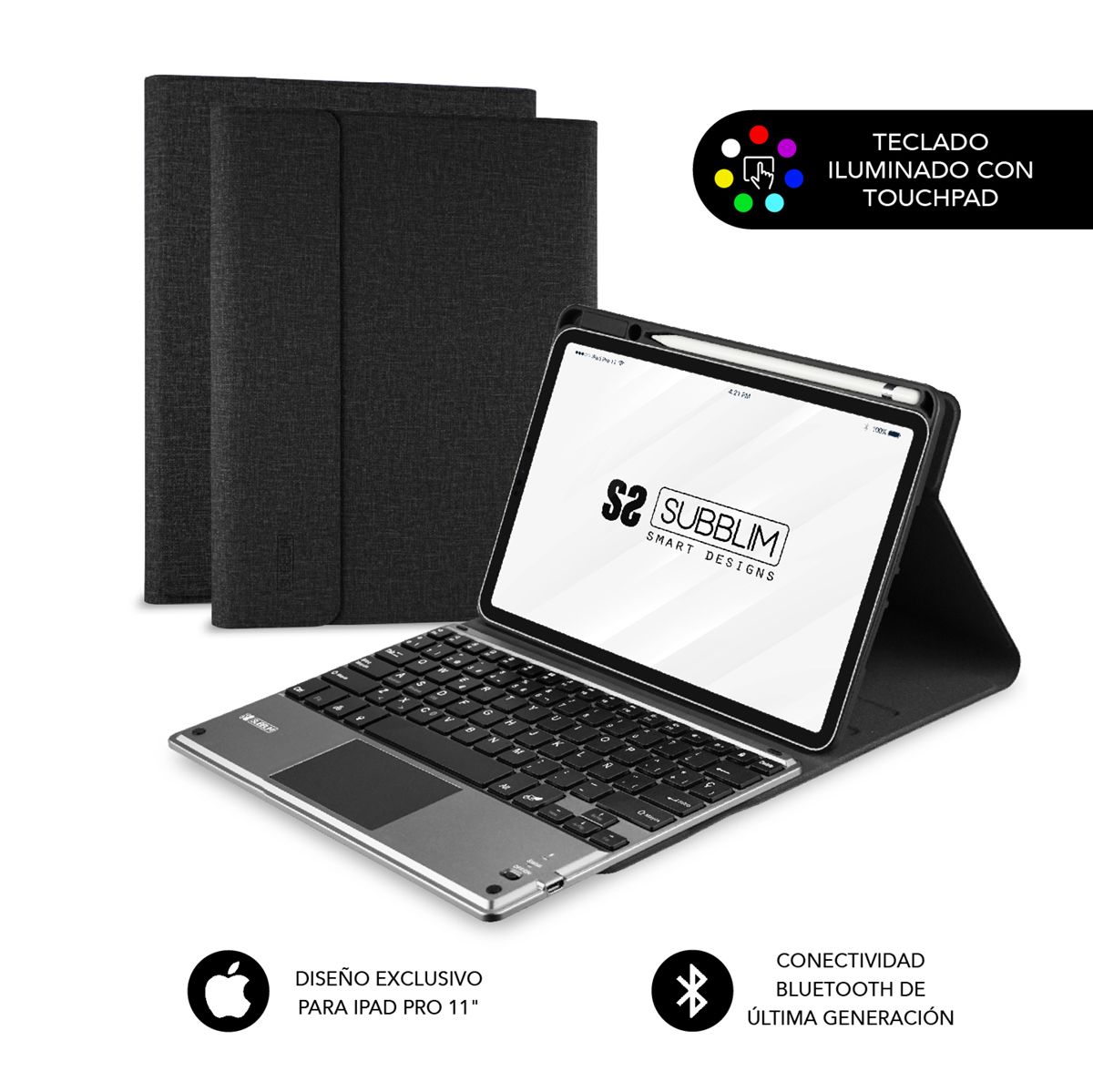 SUB-KT4-BTPI50 - Funda con Teclado SUBBLIM Keytab Pro Bluetooth Touchpad para iPad Pro 11