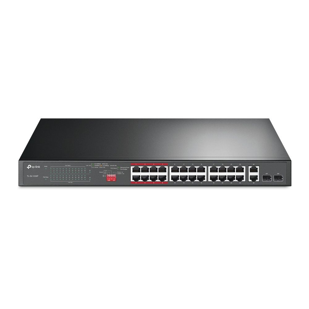 TL-SL1226P - Switch TP-Link 24xRJ45 GbE 2xSFP PoE+ 250W Rack 1U Gris (TL-SL1226P)