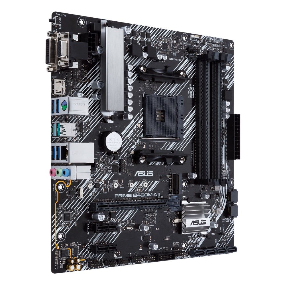 90MB15Z0-M0EAY0 - Placa base ASUS PRIME B450M-A II: (AM4) 4DDR4 SATA3 PCIe M.2 USB-A 3.0/3.1 VGA DVI-D HDMI RJ45 PS/2 mATX 7.1 Gigabit Ethernet LAN