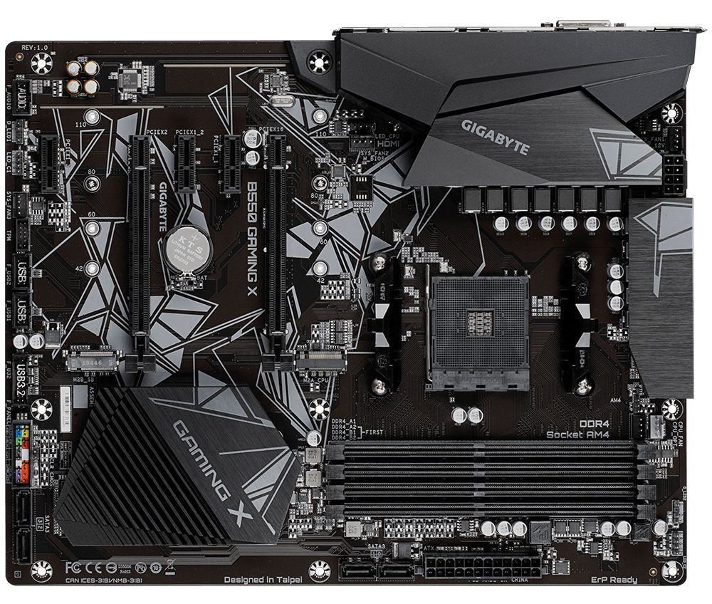 GAB55GMX2-00-G - Placa base GIGABYTE B550 GAMING X V2: (AM4) 4DDR4 SATA3 PCIe M.2 USB 2.0 USB-A 3.0/3.1 DVI-D HDMI PS/2 RJ45 ATX 7.1 Gigabit Ethernet