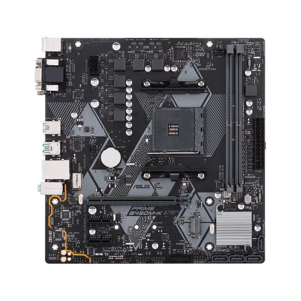 90MB1600-M0EAY0 - Placa base ASUS PRIME B450M-K II:(AM4) 2DDR4 SATA3 M.2 PCIe 3.0 USB-A 3.0/3.1 VGA DVI-D RJ45 PS/2 7.1 mATX Gigabit Ethernet