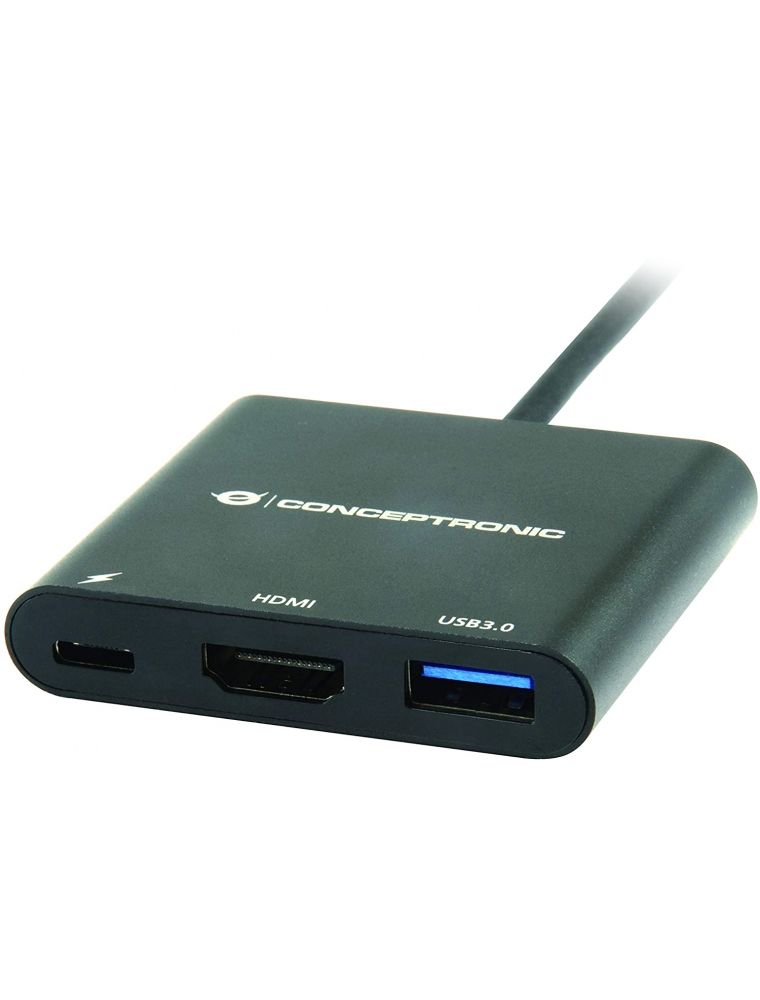 DONN06G - Adaptador CONCEPTRONIC 9en1 USB-C 3.0 a USB-A 3.0/USB-C 3.0/USB-C PD 60W/HDMI/RJ45/Lector Tarjetas Negro (DONN06G)