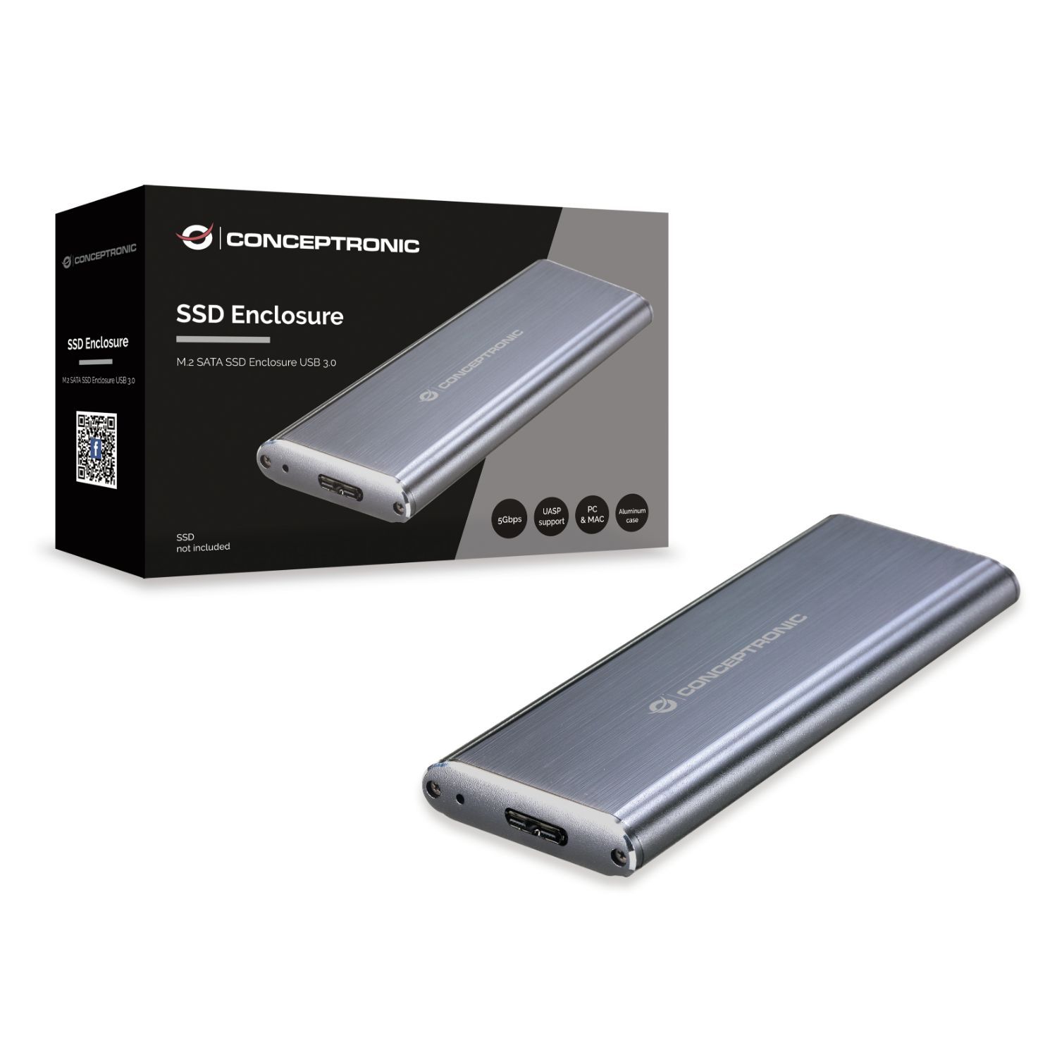 DDE03G - Caja CONCEPTRONIC SSD M.2 SATA USB-A 3.0 Gris (DDE03G)