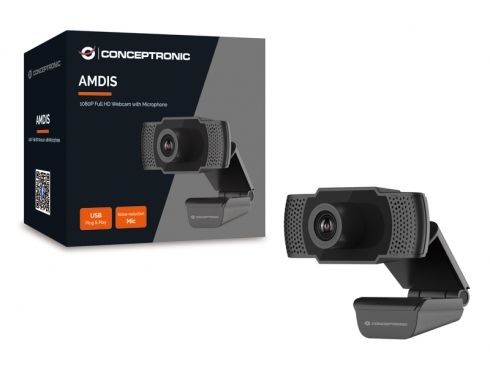 AMDIS01B - WebCam CONCEPTRONIC 2mp FHD 90� Autofocus Micr�fono Incorporado USB 2.0 Cable 1.5m Negra (AMDIS01B)