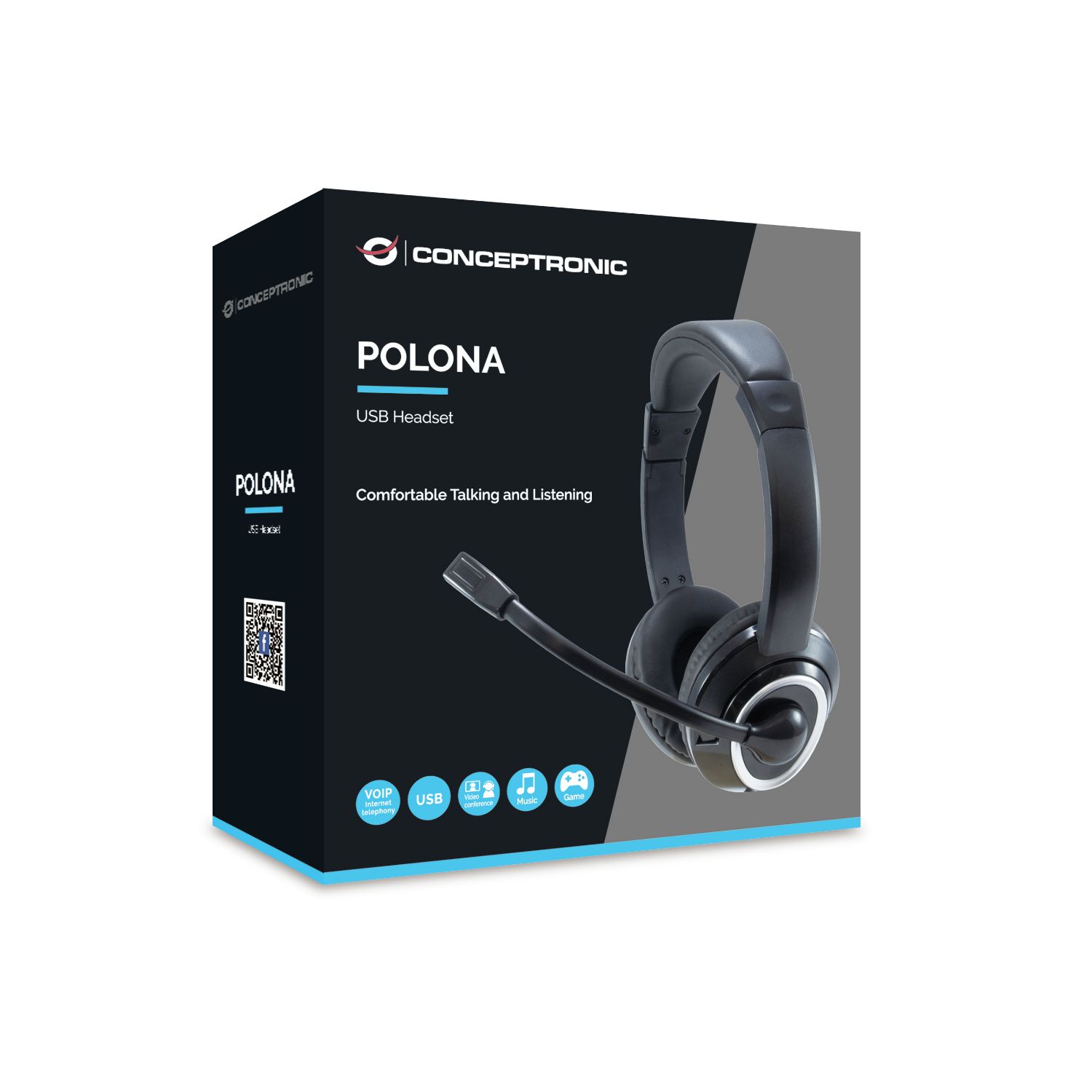 POLONA01B - Auriculares+Micr�fono CONCEPTRONIC Circumaurales Binaurales USB-A Cable 2m Negros (POLONA01B)