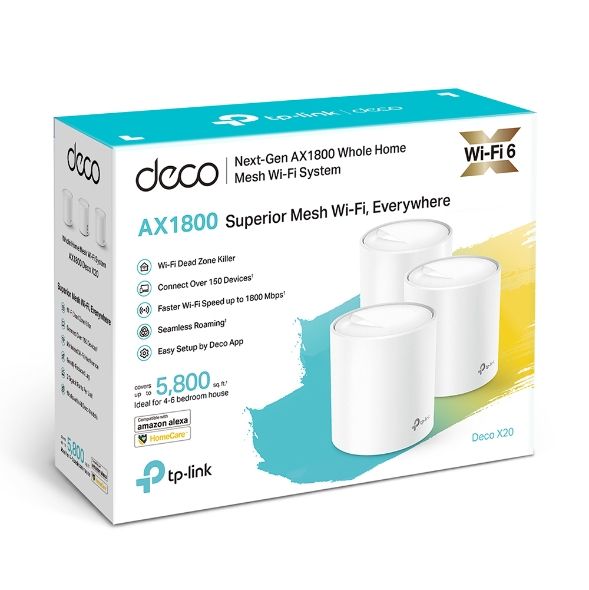 DECO X20(2-PACK) - Mesh TP-Link AX1800 WiFi 5 DualBand Gigabit Ethernet LAN Ethernet WAN 4 Antenas internas Pack 2 Blanco (DECO X20)