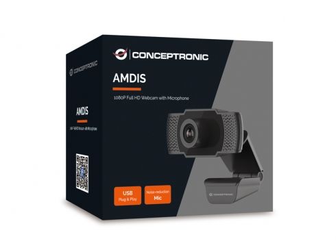 AMDIS01B - WebCam CONCEPTRONIC 2mp FHD 90� Autofocus Micr�fono Incorporado USB 2.0 Cable 1.5m Negra (AMDIS01B)