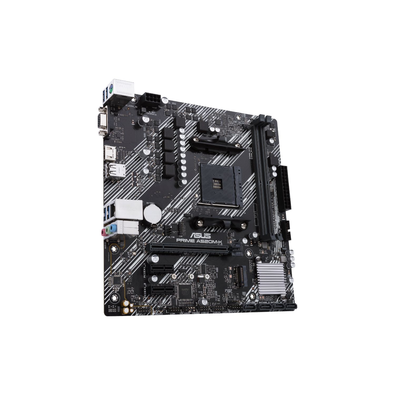 90MB1500-M0EAY0 - ASUS PRIME A520M-K:(AM4) 2DDR4 SATA3 M.2 PCIe USB 2.0 USB-A 3.0 HDMI VGA RJ45 PS/2 7.1 mATX Gigabit Ethernet