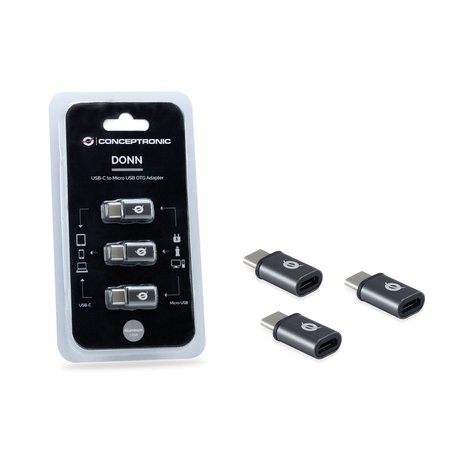 DONN05G - Adaptador CONCEPTRONIC USB-C/M a mUSB/H 3 Unidades Negro (DONN05G)