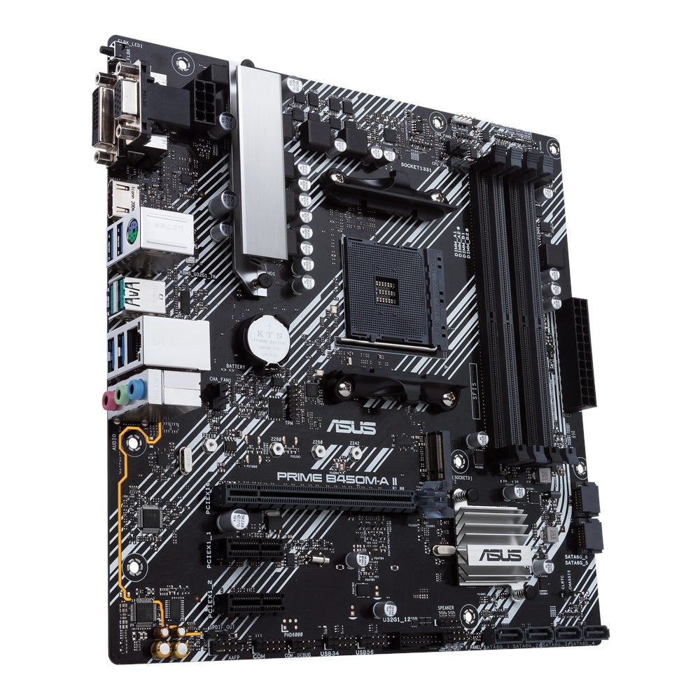90MB15Z0-M0EAY0 - Placa base ASUS PRIME B450M-A II: (AM4) 4DDR4 SATA3 PCIe M.2 USB-A 3.0/3.1 VGA DVI-D HDMI RJ45 PS/2 mATX 7.1 Gigabit Ethernet LAN
