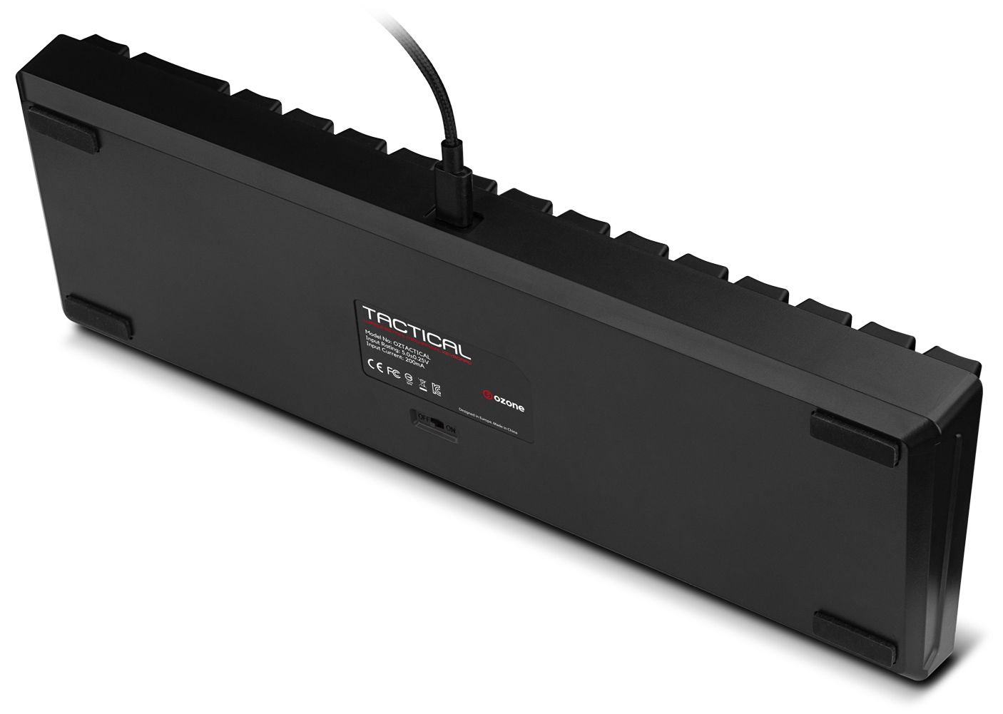 OZTACTICALSP - Teclado Gaming Mecnico OZONE Tactical Mini Multimedia Retroiluminado Diestro LED RGB 68 Teclas Outemu Red Bluetooth 5.0 Cable 1.5m Negro (OZTACTICALSP)