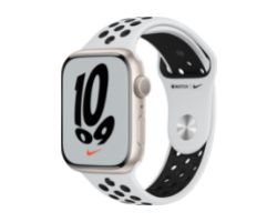 MKNA3TY/A - Apple Watch Series 7 45mm GPS Caja Aluminio Plata Correa Nike Sport Platino Negra (MKNA3TY/A)