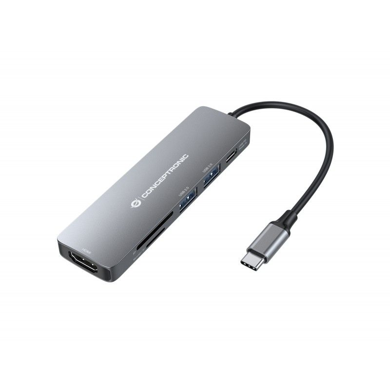 DONN11G - Docking Station CONCEPTRONIC 6en1 USB-C a HDMI/USB-C USB 3.0/USB 2.0/SD/TF Power Delivery 60W (DONN11G)