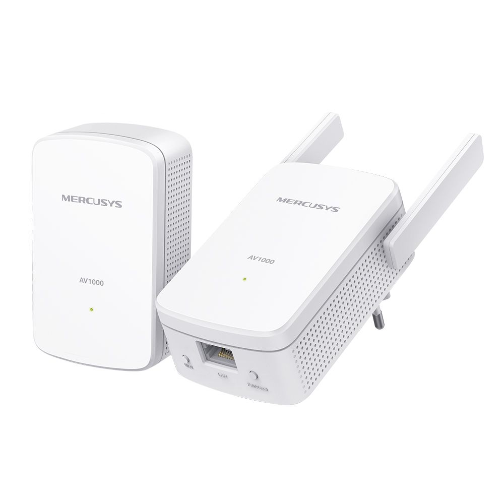 MP510 KIT - Powerline Mercusys AV1000 WiFi 4 Ethernet GbE 2 Antenas Externas Kit 2 Blanco (MP510 KIT)