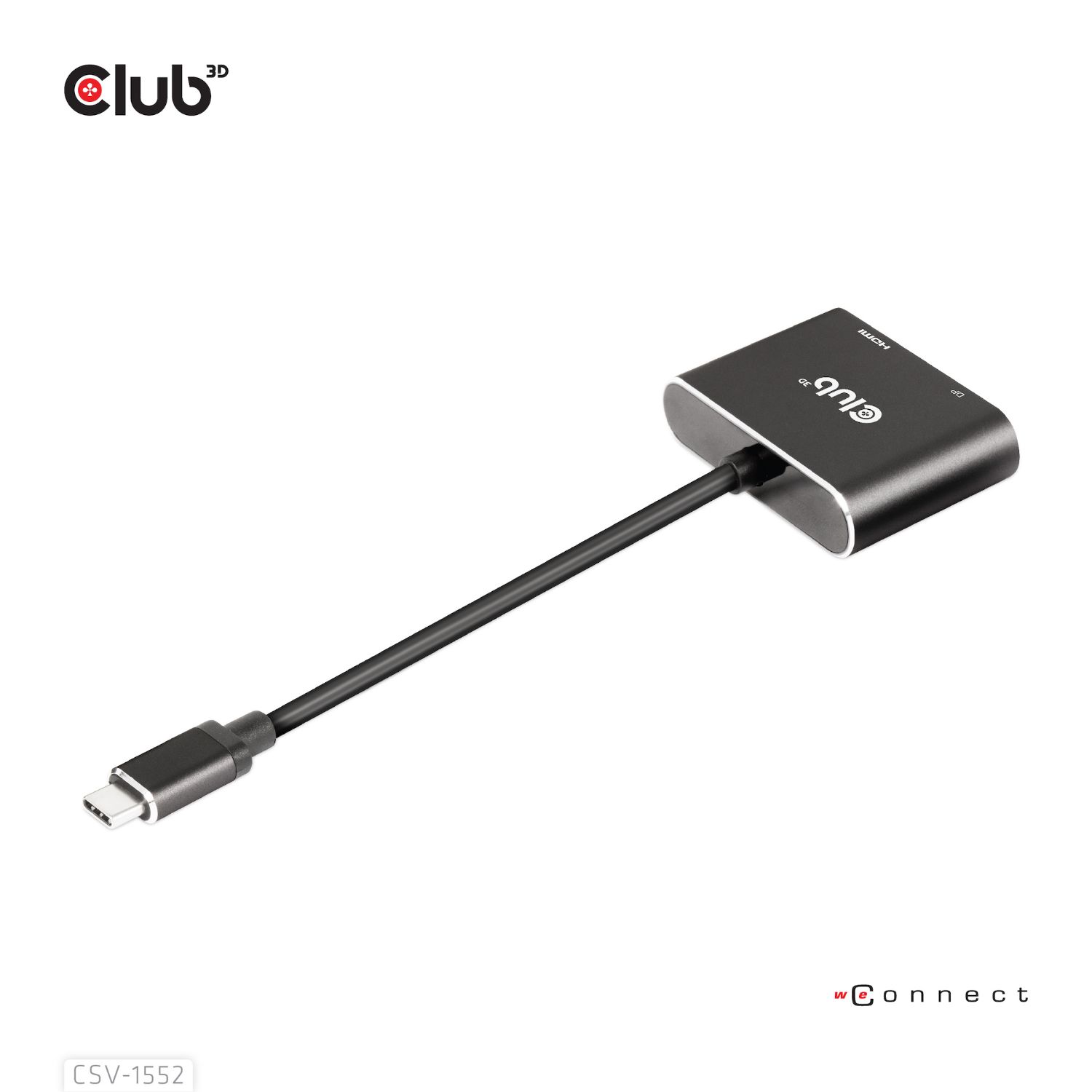 CSV-1552 - Adaptador Club 3D USB-C/M a DisplayPort/HDMI/H Negro (CSV-1552)