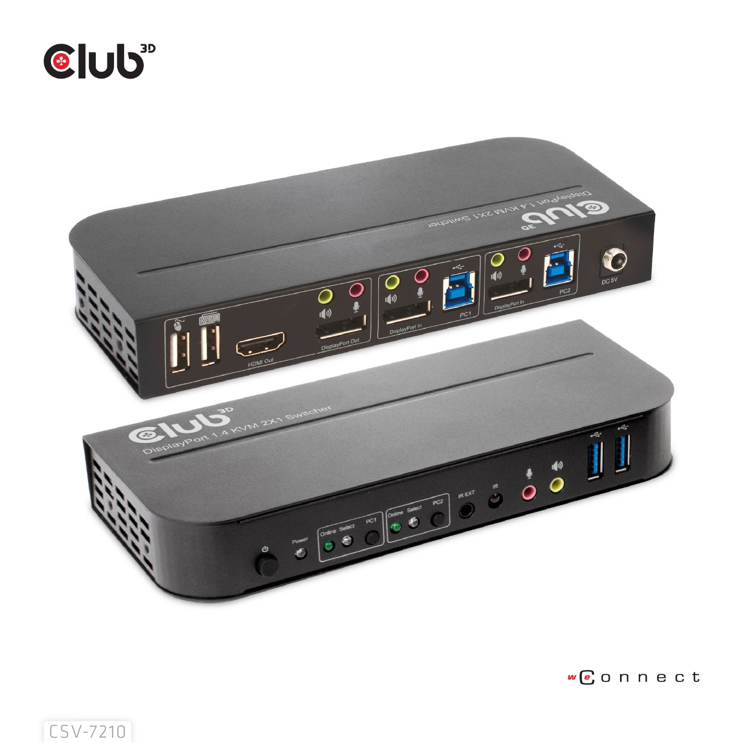 CSV-7210 - Conmutador Club 3D KVM 4K UHD 60Hz 1xUSB-B 3.0/3xDP/1xHDMI Negro (CSV-7210)
