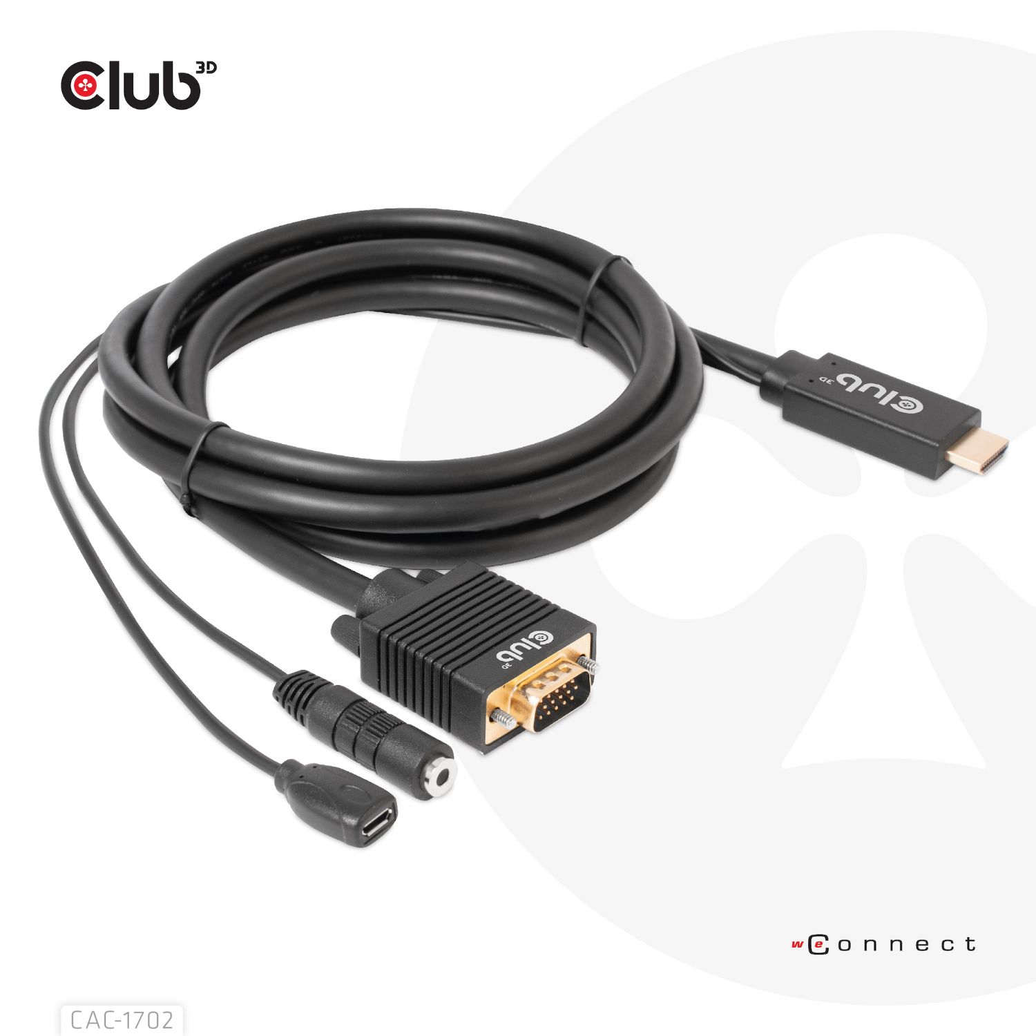 CAC-1712 - Cable Club 3D HDMI/mUSB a VGA/3.5mm 2m Negro (CAC-1712)