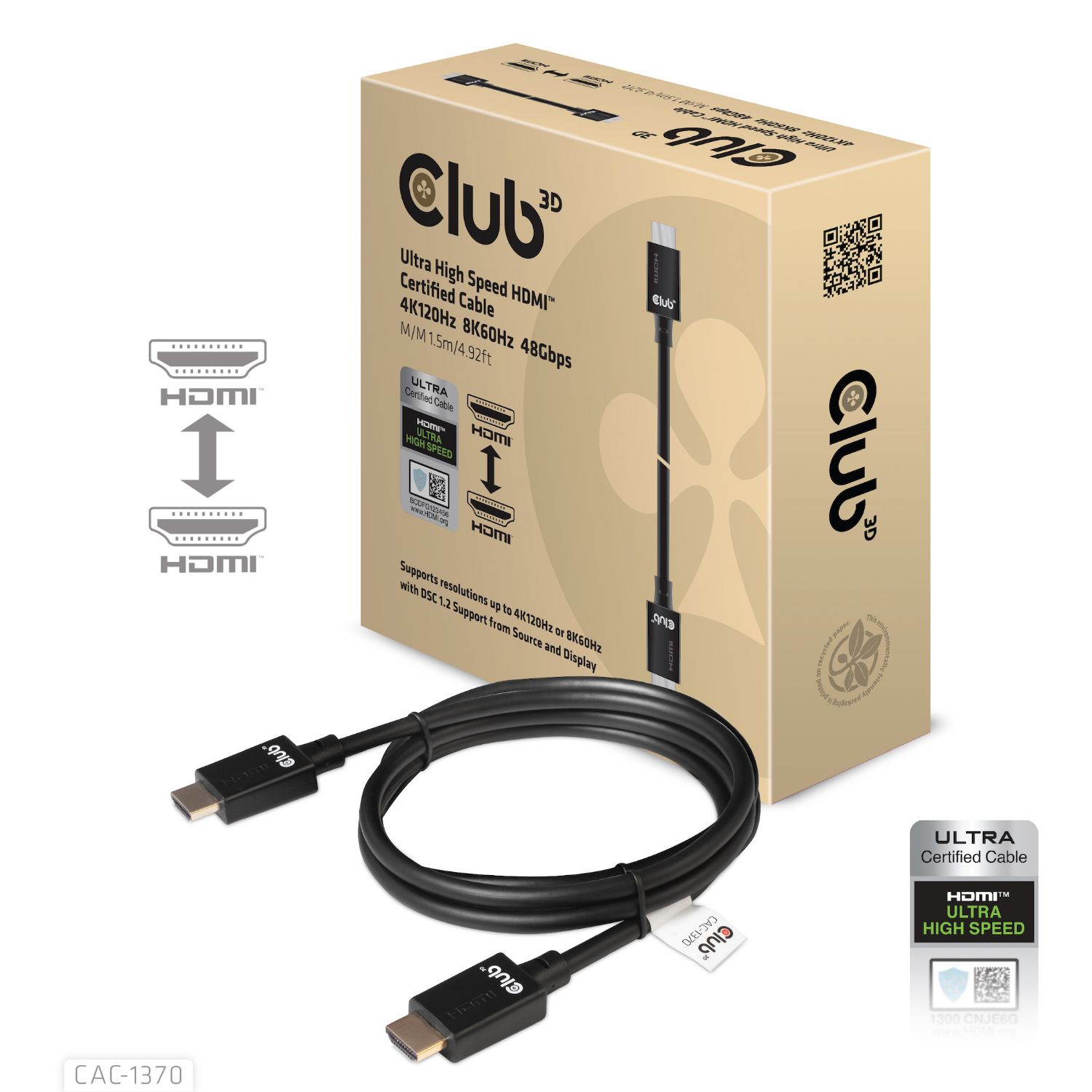 CAC-1370 - Cable Club3D HDMI Ultra High Speed 1.5m (CAC-1370)