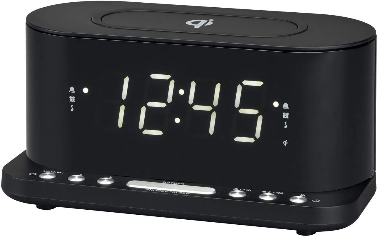 CRQ-110 - Despertador DENVER radio/reloj,FM, Carga inlamabrica QI, Usb de carga para smartphone no compatible,Funcin de repeticin/reposo. (CRQ-110)