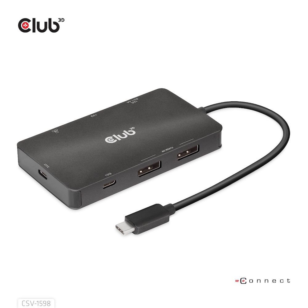 CSV-1598 - DockStation Club3D 7en1 USB-C a 2USB-C/2USB-A/2DP/Gigabit Ethernet (CSV-1598)