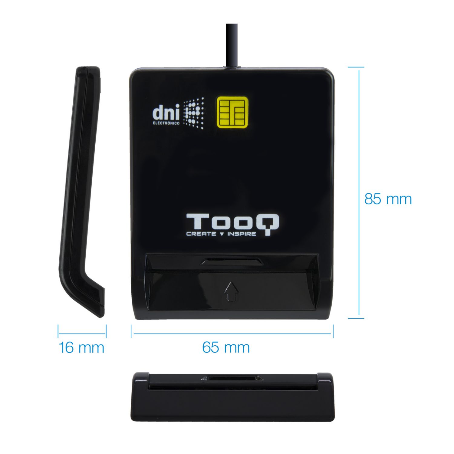 TQR-211B - Lector de Tarjetas TOOQ Smart Cards DNIe SIM USB-C 2.0 Negro (TQR-211B)