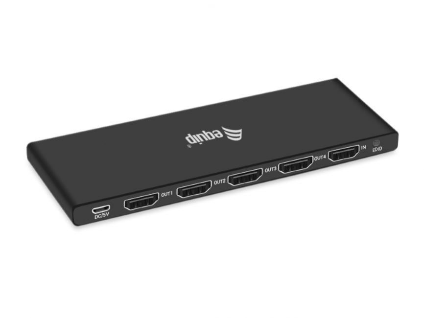 EQ332717 - Splitter EQUIP Ultra Slim 4K UHD 1xHDMi In 4xHDMI Out Aluminio Negro (EQ332717)