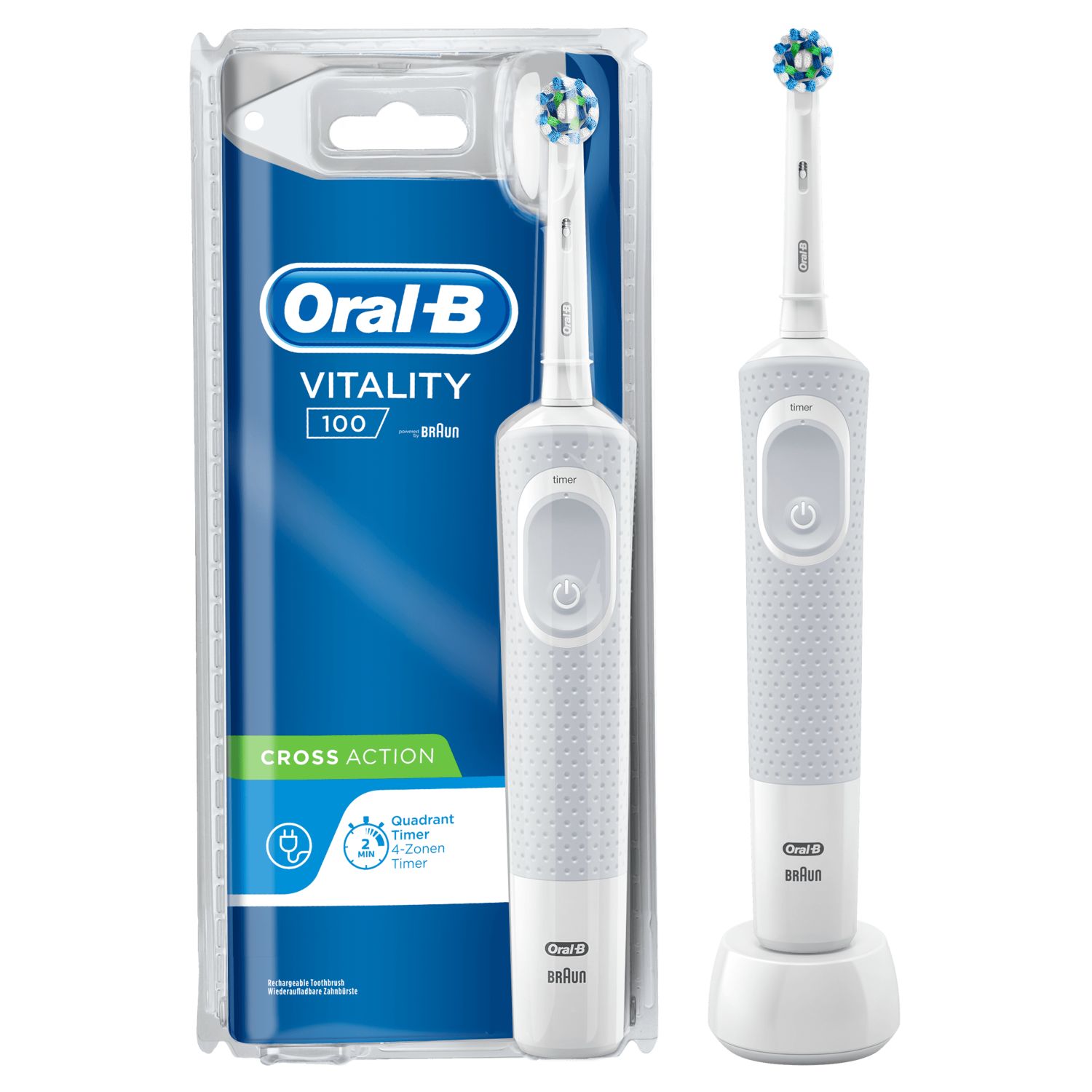 VC100 WH - Cepillo Dental BRAUN Oral-B Vitality 100 Crossaction  Blanco (VC100 WH)