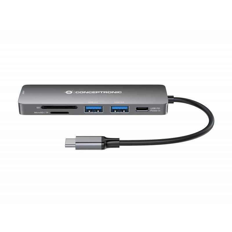 DONN11G - Docking Station CONCEPTRONIC 6en1 USB-C a HDMI/USB-C USB 3.0/USB 2.0/SD/TF Power Delivery 60W (DONN11G)