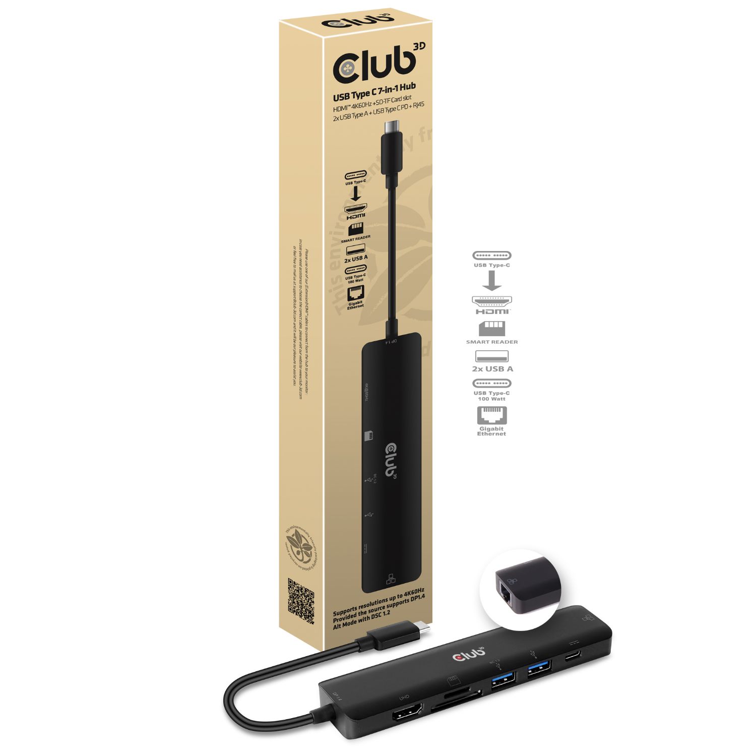 CSV-1592 - Dock Club 3D USB-C a HDMI/2xUSB-A/RJ45/USB-C (CSV-1592)