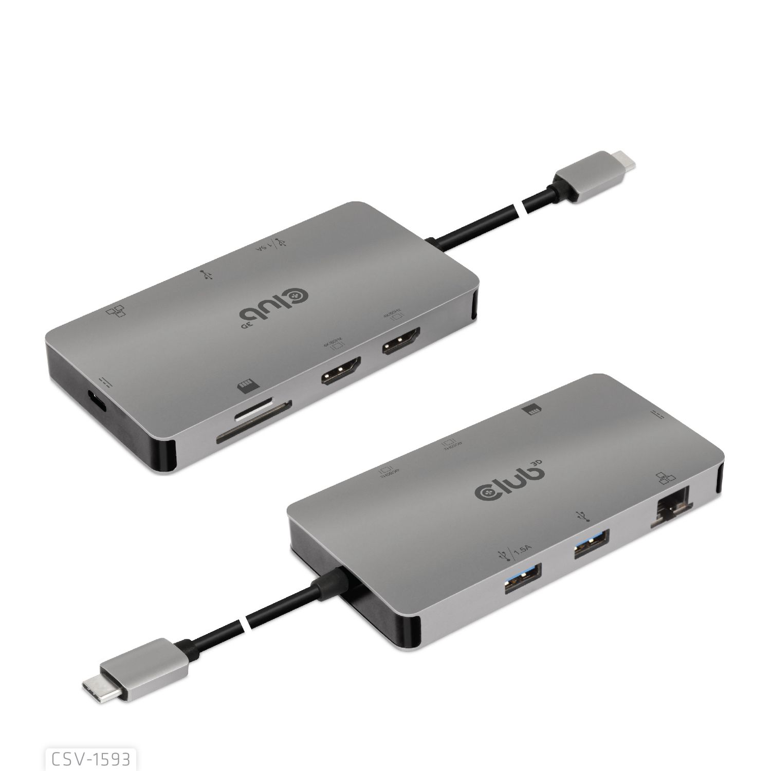 CSV-1593 - Dock 8en1 Club 3D USB-C a 2xHDMI/2xUSB-A/RJ45 CSV-1593
