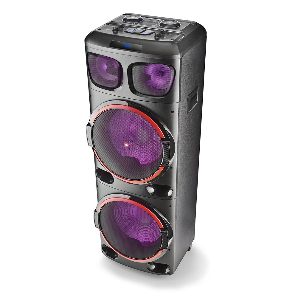 WILDDUB3 - Altavoz Porttil Estreo NGS Wild Dub 3 2.0 1200W 3.5mm Entrada Auxiliar Bluetooth USB-A MicroSD TWS Doble Subwoofer 15