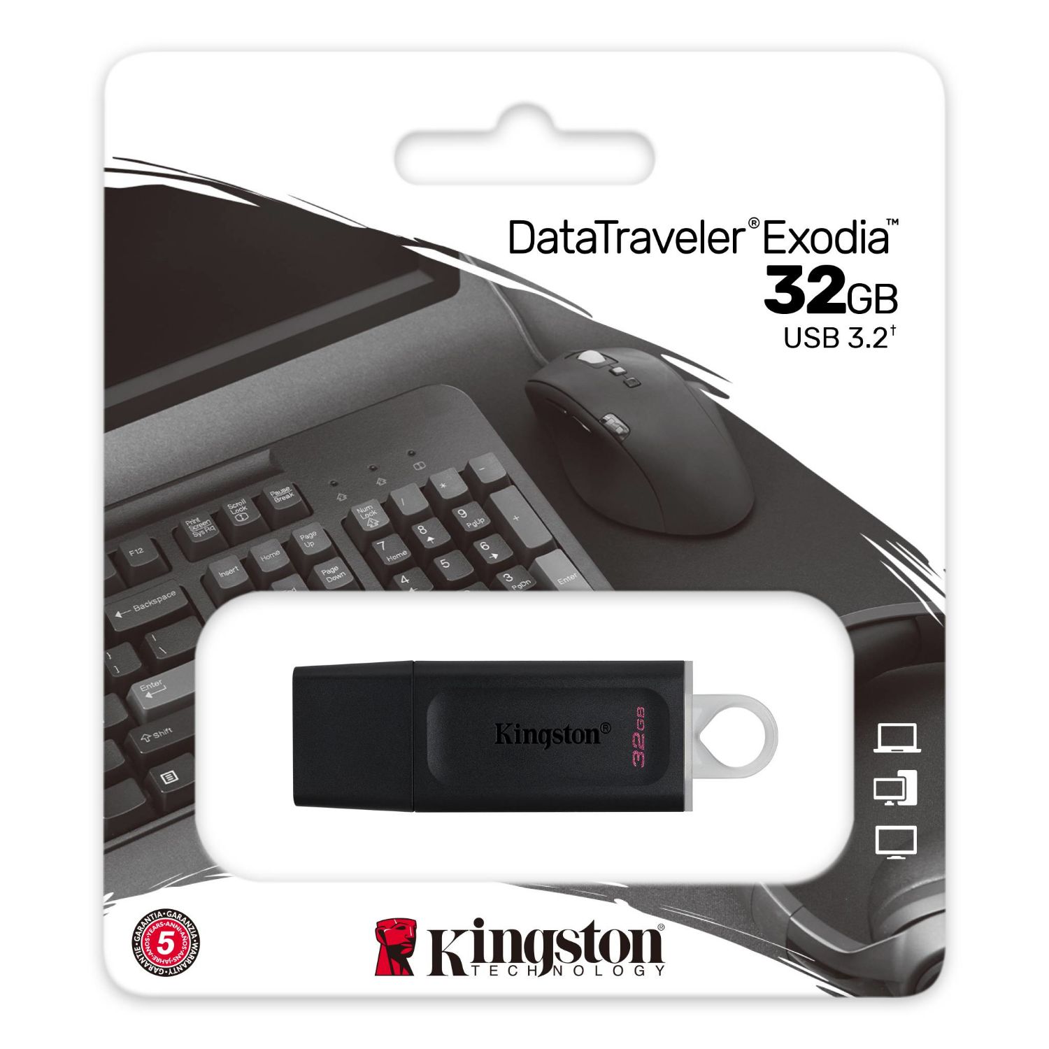 DTX/32GB - Pendrive Kingston Traveler Exodia 32Gb USB-A 3.0 Tapa Negro (DTX/32GB)