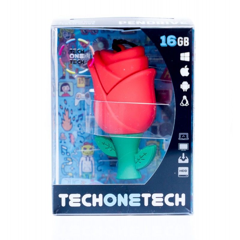 TEC5131-32 - Pendrive Tech One Tech Rosa Roja 32Gb USB-A 2.0 Llavero Verde/Rojo (TEC5131-32)