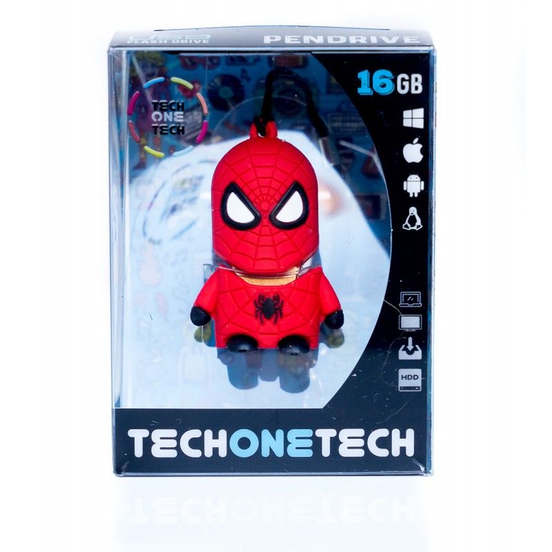 TEC5501-32 - Pendrive Tech One Tech Super Spider 32Gb USB-A 2.0 Llavero Negro/Rojo (TEC5501-32)