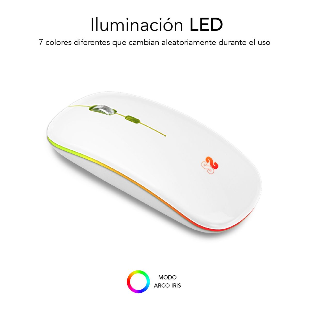 SUBMO-LDFLAT2 - Ratn SUBBLIM Ergonmico ptico Multidispositivo Silencioso Ambidextro RGB Batera Recargable RF Wireless/Bluetooth 5.1/USB-A 1600dpi 4 Botones Blanco (SUBMO-LDFLAT2)