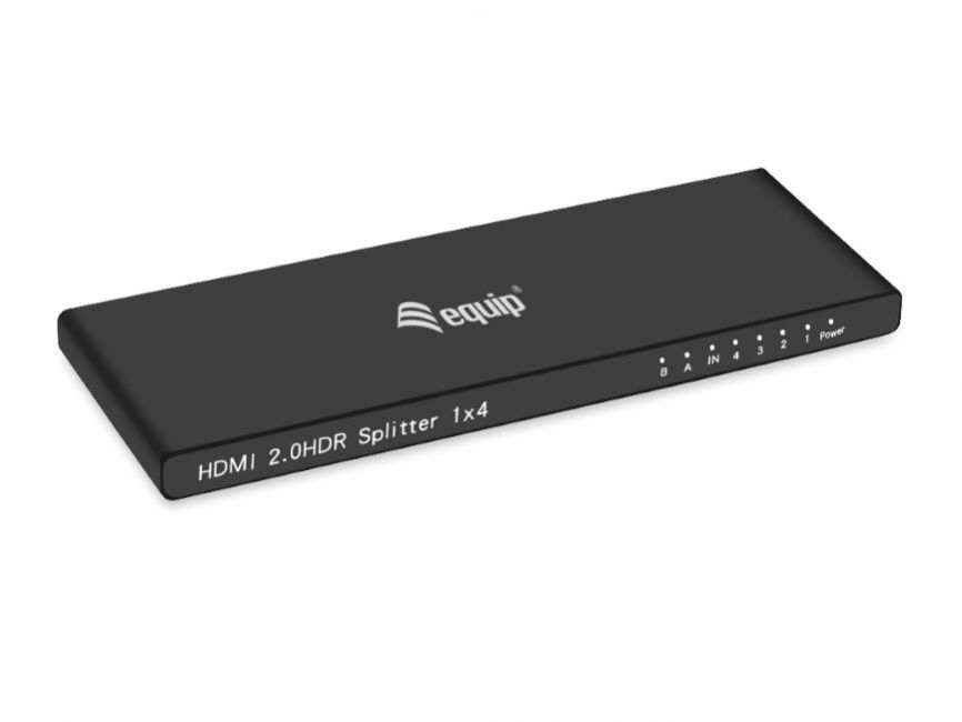 EQ332717 - Splitter EQUIP Ultra Slim 4K UHD 1xHDMi In 4xHDMI Out Aluminio Negro (EQ332717)