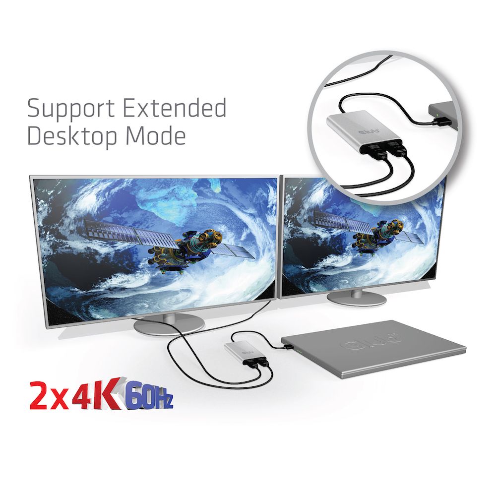 CSV-1574 - Adaptador Club 3D Thunderbolt 3 a 2x HDMI Gris/Plata (CSV-1574)