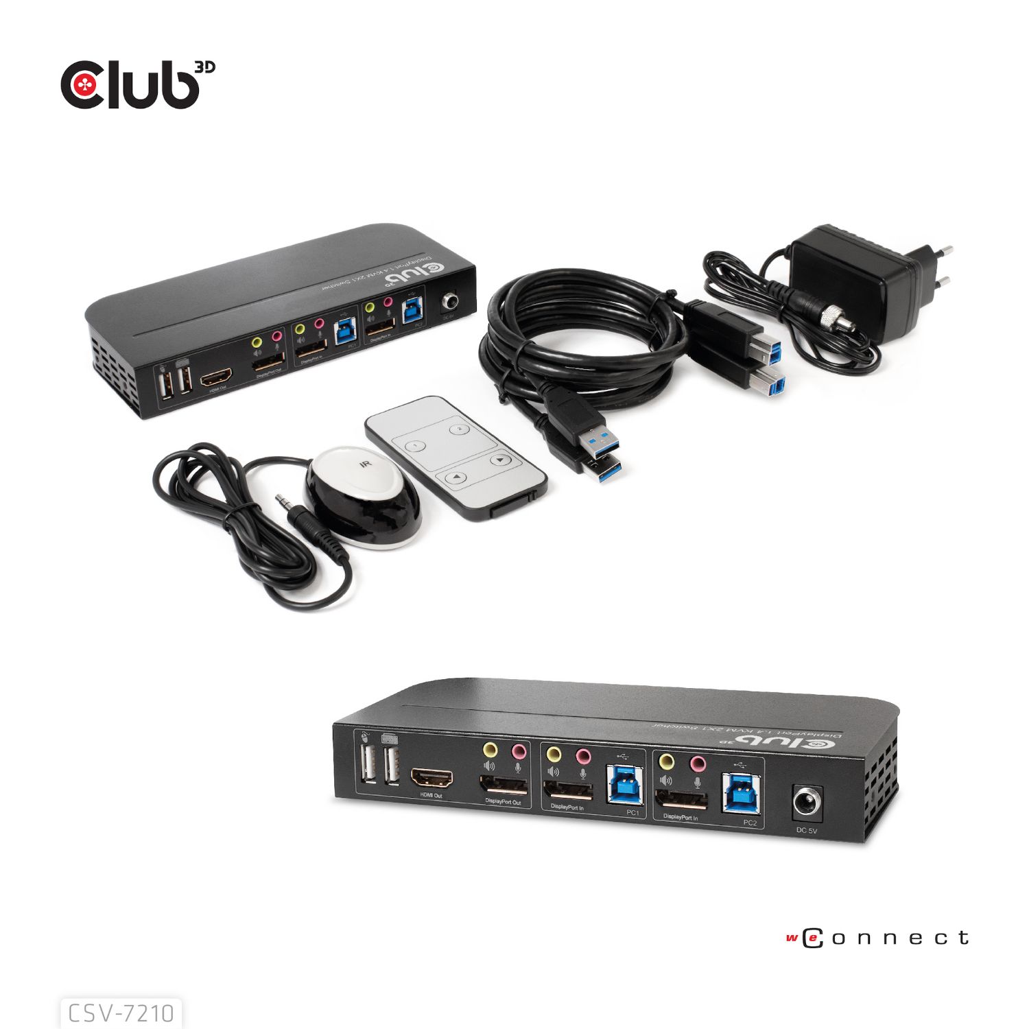 CSV-7210 - Conmutador Club 3D KVM 4K UHD 60Hz 1xUSB-B 3.0/3xDP/1xHDMI Negro (CSV-7210)