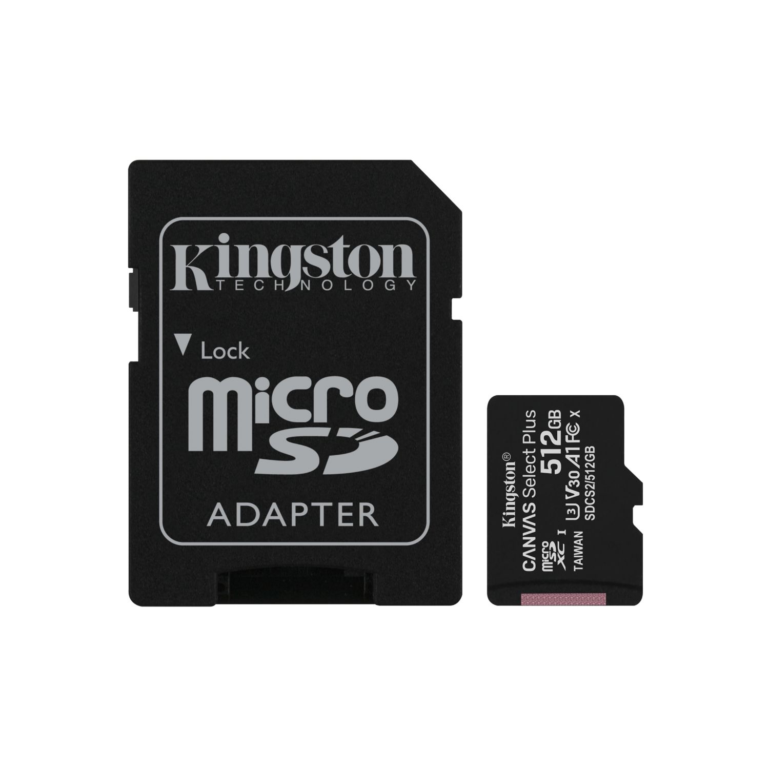 SDCS2/512GB - Tarjeta Memoria Kingston Micro SDXC Canvas Plus 512Gb Clase 10 UHS-I Class 3 (U3) V30 Lectura 100 Mb/s Escritura 85 Mb/s Negro + Adaptador SD (SDCS2/512GB)