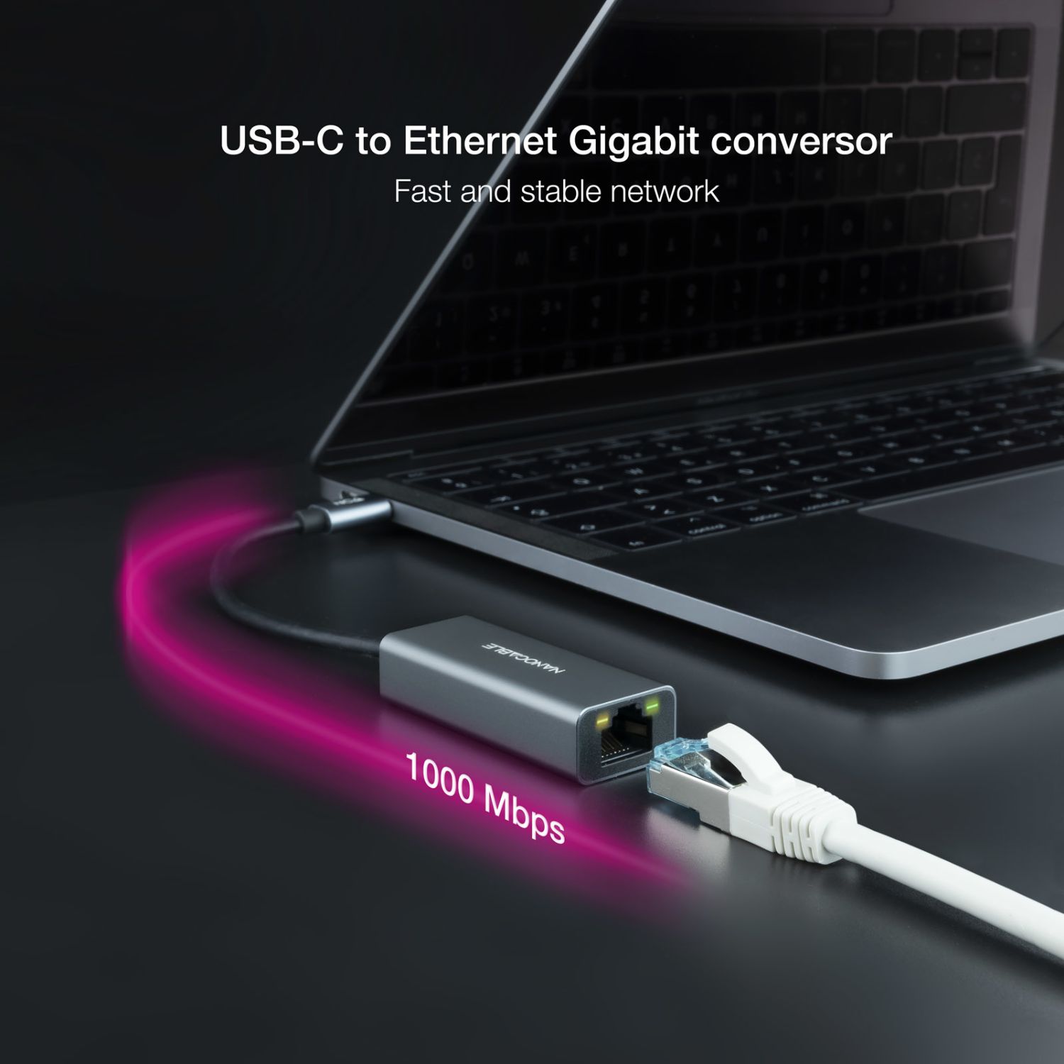 10.03.0406 - Adaptador Nanocable USB-C a RJ45 15cm Gris (10.03.0406)