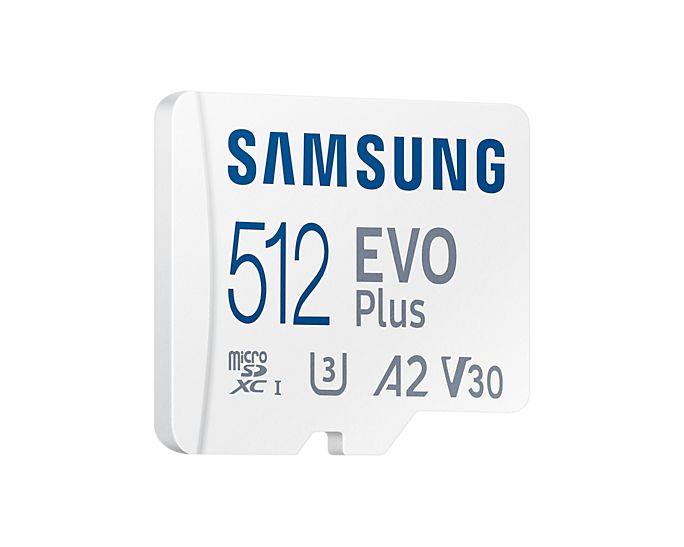 MC512KA/EU - Samsung MicroSDXC Evo Plus 512Gb Clase 10 UHS-I U3 V30 Lectura 130 Mb/s Escritura 130 Mb/s + Adaptador (MB-MC512KA/EU)