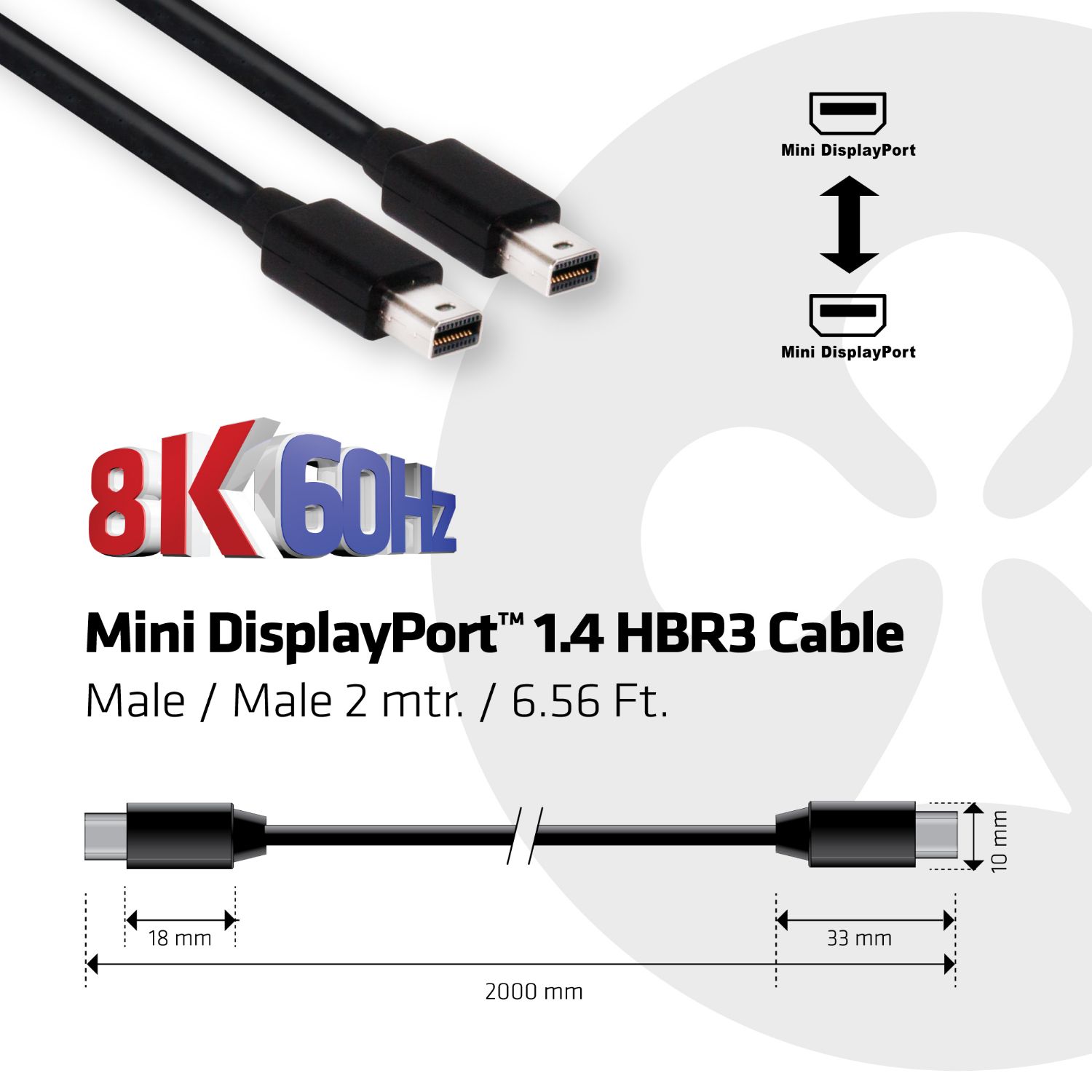 CAC-1164 - Cable Club3D Mini DisplayPort 1.4 M-M 2m (CAC-1164)