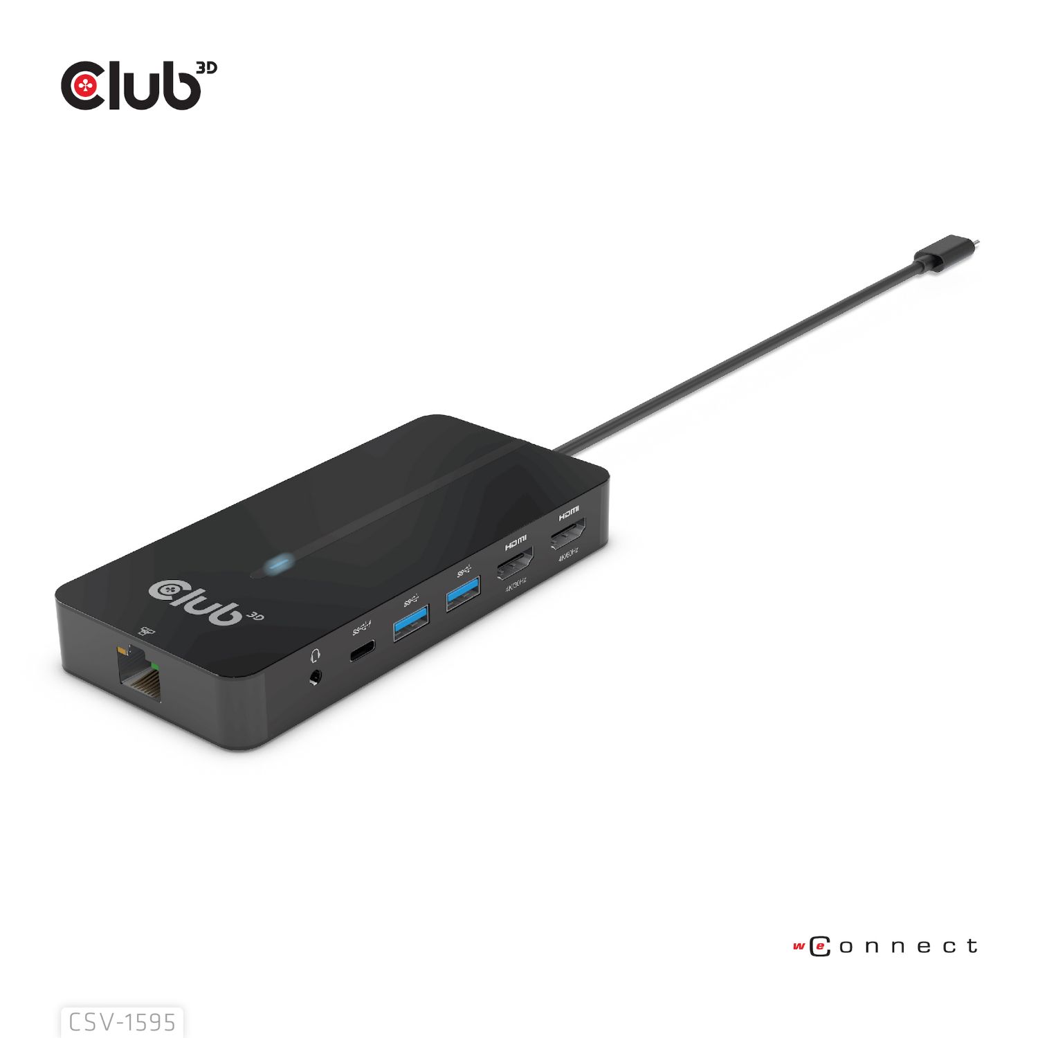 CSV-1595 - DockStation Club3D 7en1 HDMI USB-A USB-C RJ45 Jack 3.5mm 100W (CSV-1595)