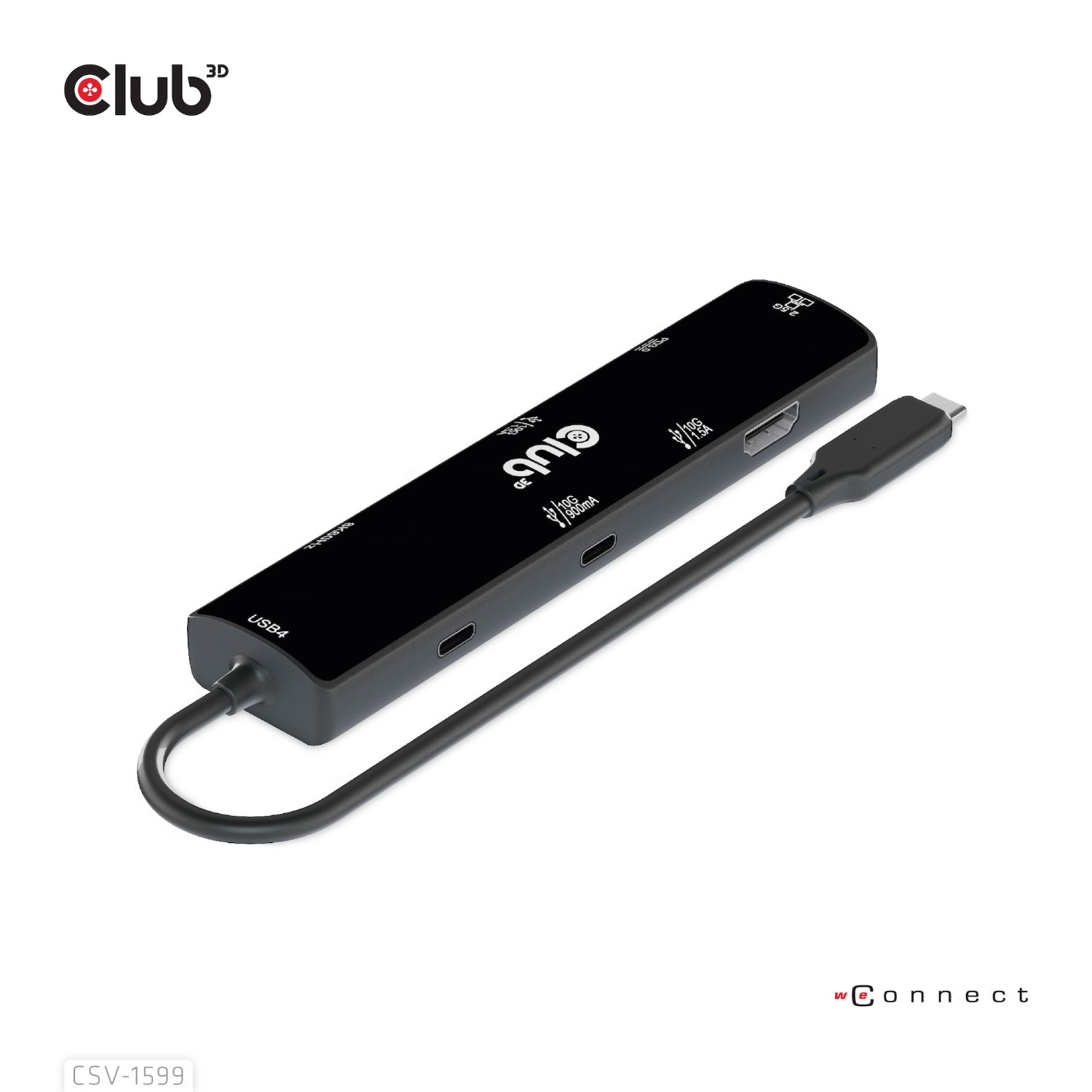 CSV-1599 - Docking Station Club 3D 6en1 USB-C 3.0 a 2xUSB-A 3.0/2xUSB-C 3.0/1xHDMI PD 100W HDCP 1.4/2.2 Ethernet GbE Negro (CSV-1599)